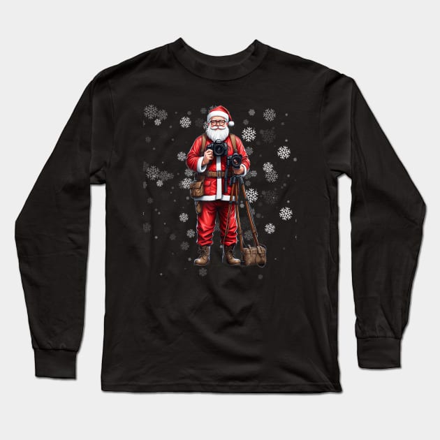 Santa Photographer - Funny Holiday Christmas Pajama Long Sleeve T-Shirt by Origami Fashion